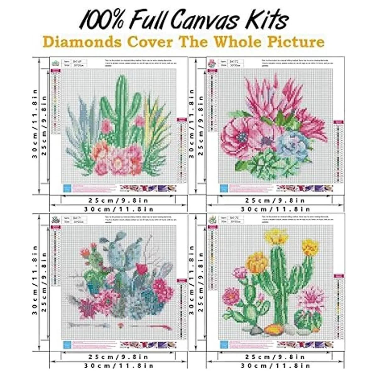 Paquete de 3 kits de pintura de diamantes 5D para adultos_2