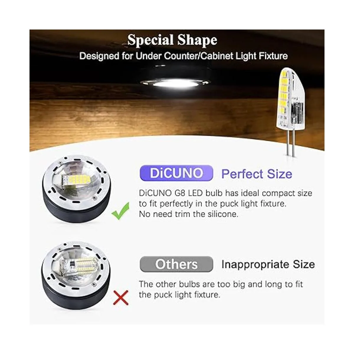 DiCUNO Bombilla LED G8 regulable 2 W equivalente a 20_2