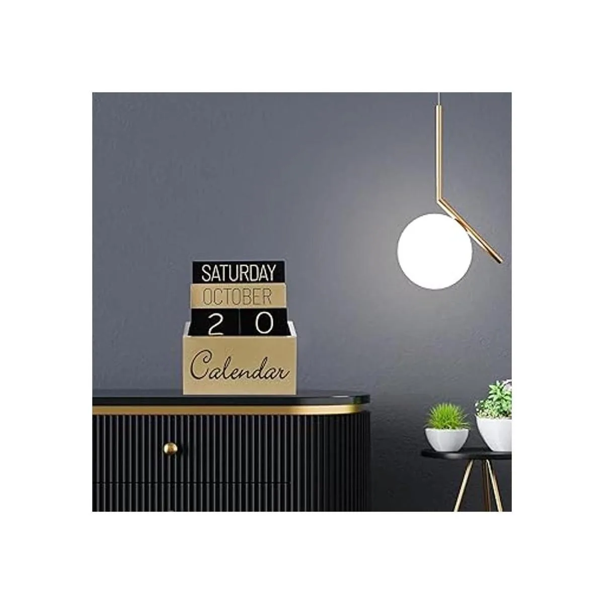 Escritorio de madera vintage calendario perpetuo bloques_5