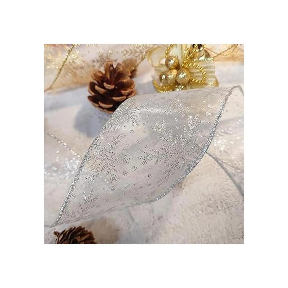 CT CRAFT LLC Cinta de organza con alambre de copos de_6