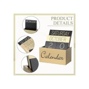 Escritorio de madera vintage calendario perpetuo bloques_4