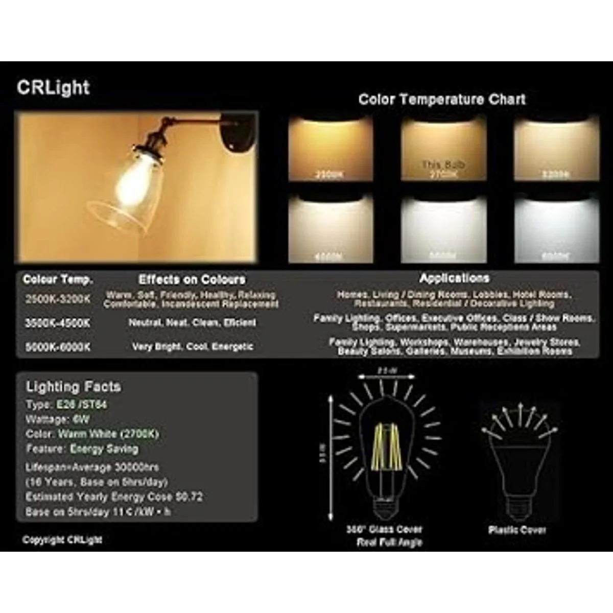 NOTOC Bombilla LED E26 de 4 W equivalente a 40 W_5