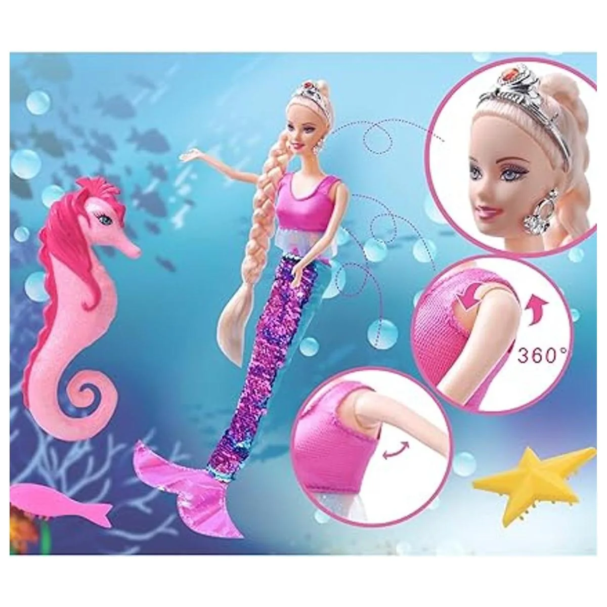 BETTINA Muñeca de sirena con cola que cambia de color_6