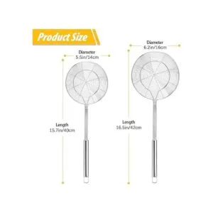 Paquete de 2 coladores de araña grandes canasta de acero_3