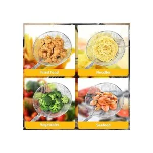 Paquete de 2 coladores de araña grandes canasta de acero_4