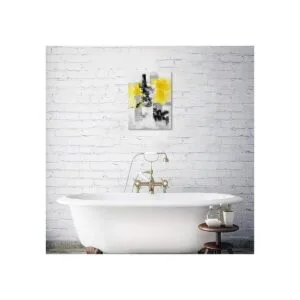 7Fisionart Decoración de pared de baño amarillo en lienzo_3