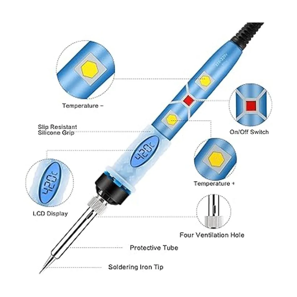 Kit de soldador electrónico SREMTCH 80 W LCD digital_2