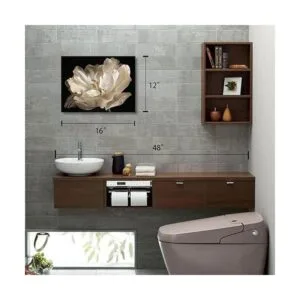Decoración de baño negro Tulipán blanco sobre fondo_2
