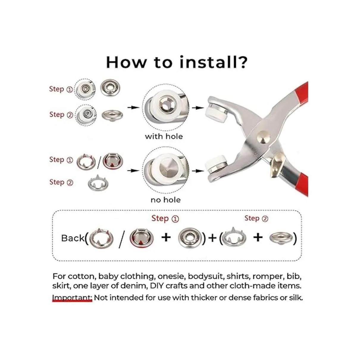 K Kwokker 804 botones a presión para coser con alicates a_5