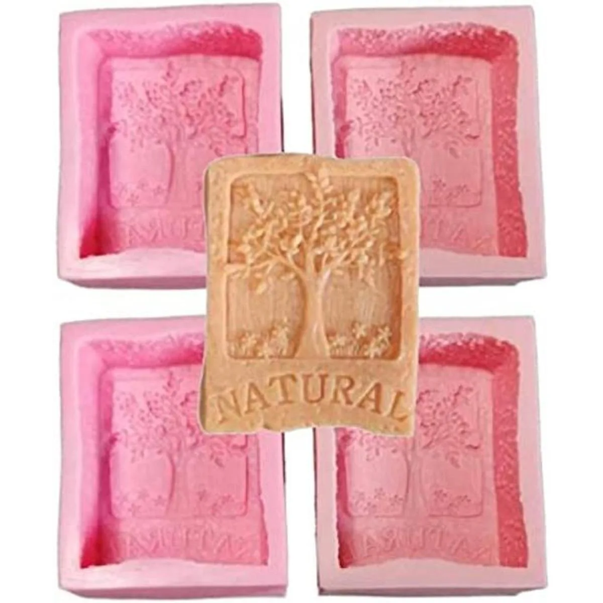 LVDGE Paquete de 4 moldes de jabón de silicona con patrón_1