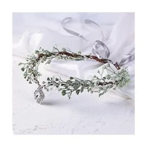 MOSTORY Corona de flores de eucalipto con joyas corona_2