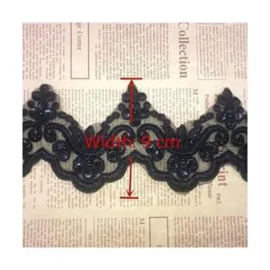 9CM Width Bead Little Wave Pattern Inelastic Embroidery_2