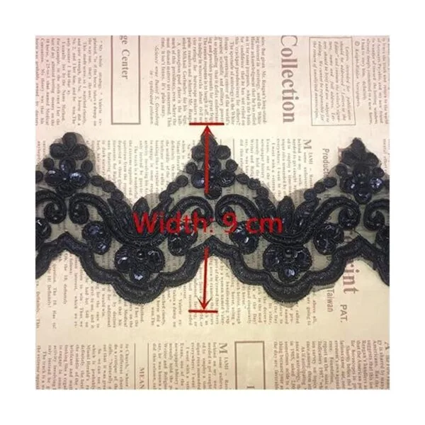 9CM Width Bead Little Wave Pattern Inelastic Embroidery_2