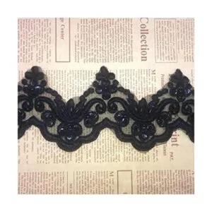 9CM Width Bead Little Wave Pattern Inelastic Embroidery_1