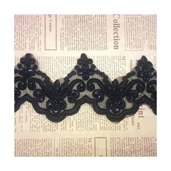 9CM Width Bead Little Wave Pattern Inelastic Embroidery_1