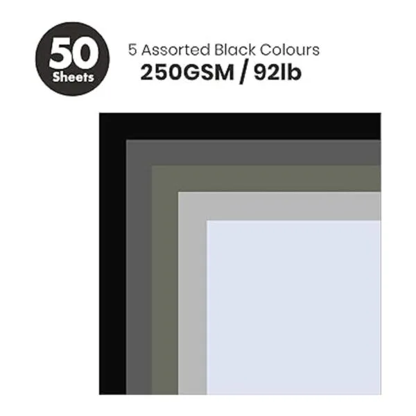 Papel grueso de cartulina de color negro y gris 50 hojas_2