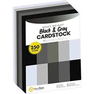Papel grueso de cartulina de color negro y gris 50 hojas_1