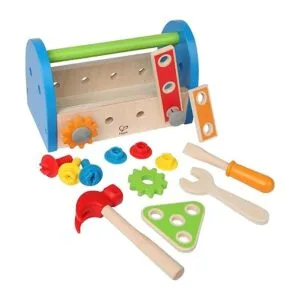Caja de herramientas Hape de madera del niño y juego de_4