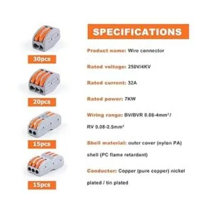 Zhushan 80 conectores de tuercas de alambre de palanca_2