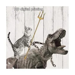 Divertida cortina de ducha de gato diseño de dinosaurio_4