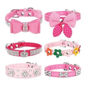 6 collares de cachorro para niña collar de perro rosado_1