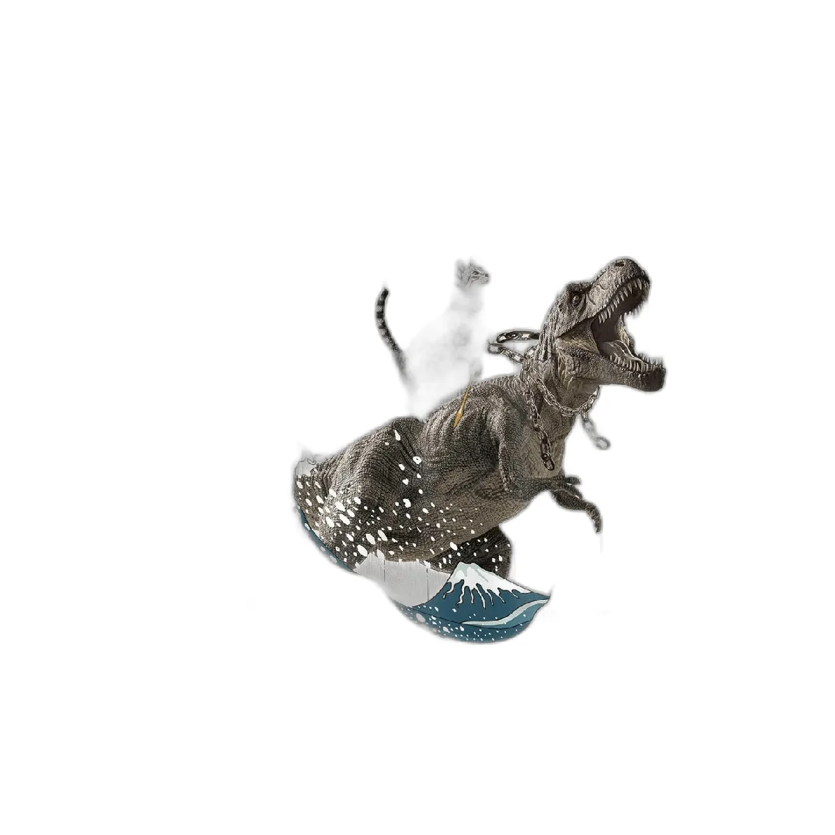 Divertida cortina de ducha de gato diseño de dinosaurio_1