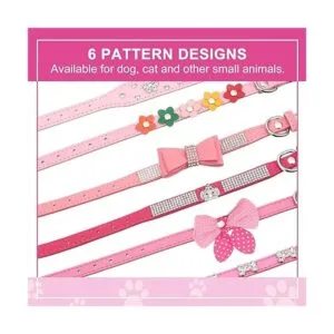 6 collares de cachorro para niña collar de perro rosado_5