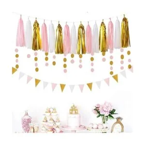 Decoraciones de fiesta de cumpleaños de niña de oro rosa y_7