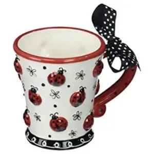 Adorable Ladybug 10 oz Coffee Mugcup with Dotted Bow_1
