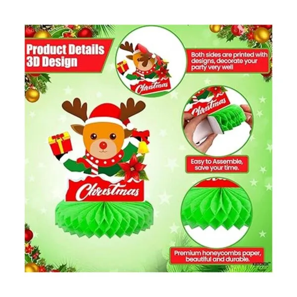 Decoraciones de Navidad de panal para mesa paquete de 8_5