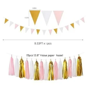 Decoraciones de fiesta de cumpleaños de niña de oro rosa y_3