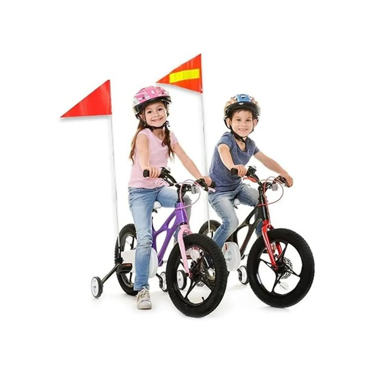 2 juegos de banderas de bicicleta con poste 6 pies de_4