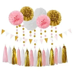 Decoraciones de fiesta de cumpleaños de niña de oro rosa y_1