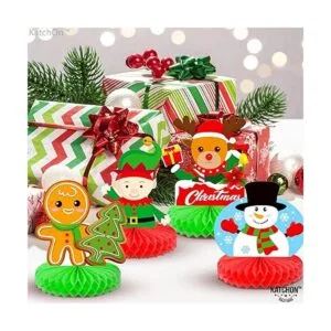 Decoraciones de Navidad de panal para mesa paquete de 8_3