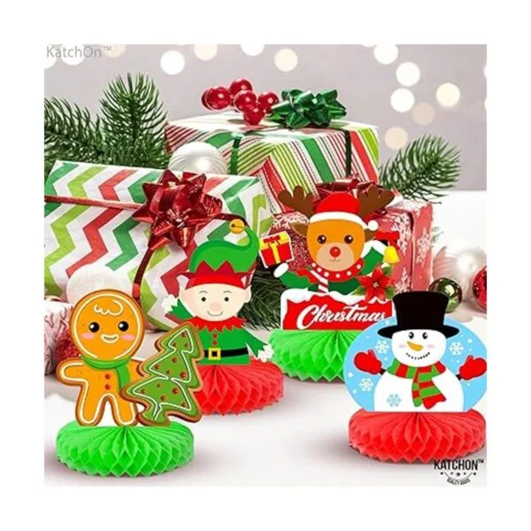 Decoraciones de Navidad de panal para mesa paquete de 8_3