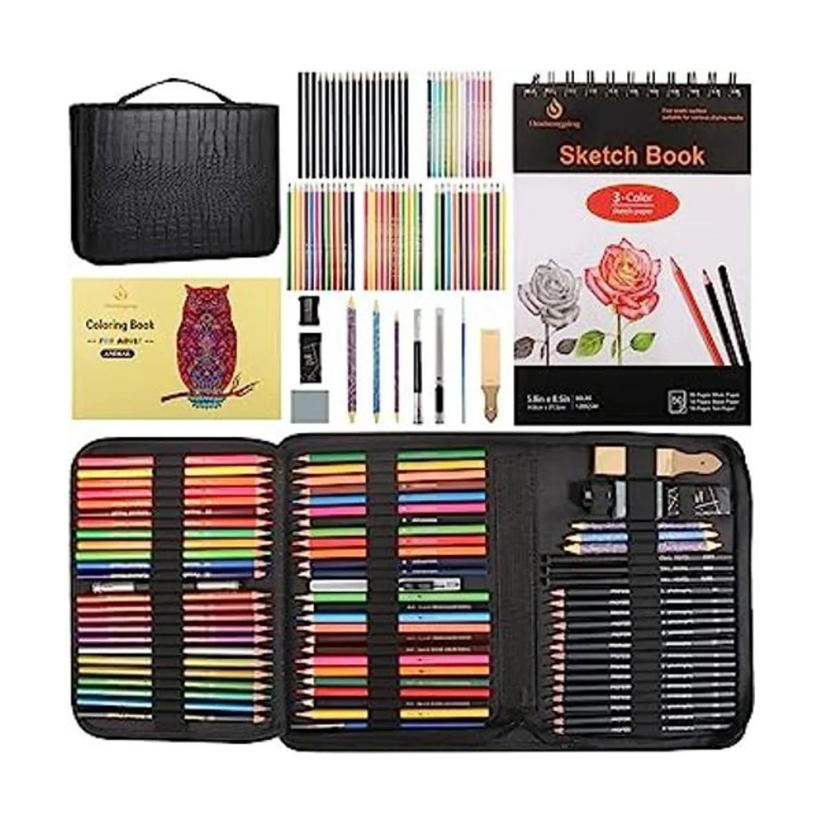 Kit de dibujo 78 lápices de grafito de acuarela de color_1