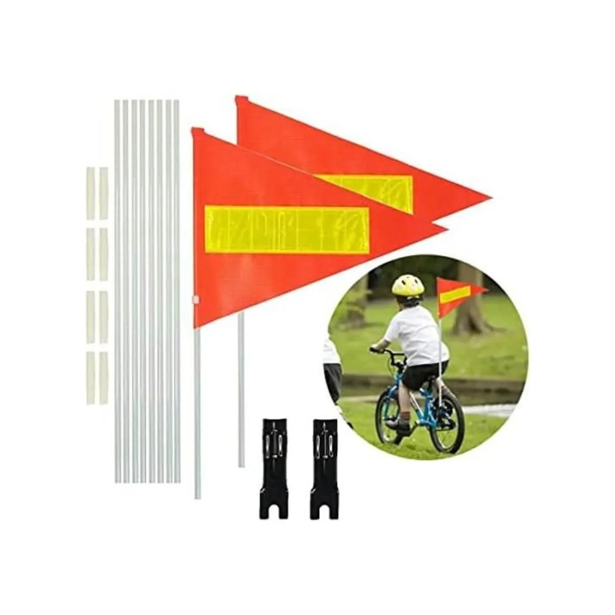 2 juegos de banderas de bicicleta con poste 6 pies de_1