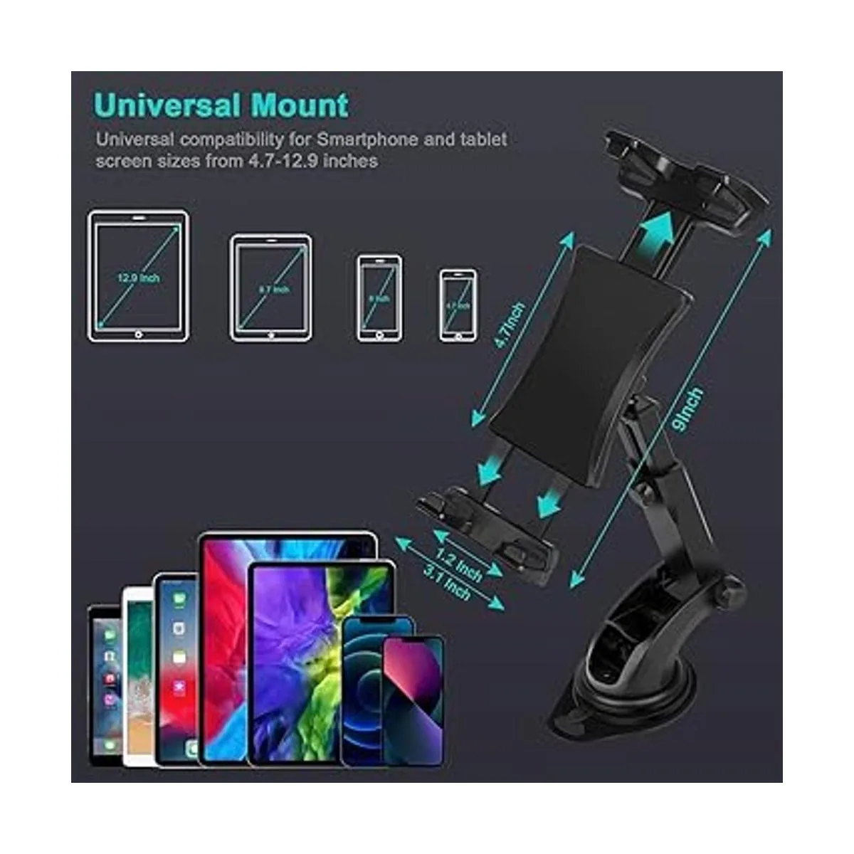 Car Dashboard Windshield Tablet Mount Holder 360_2