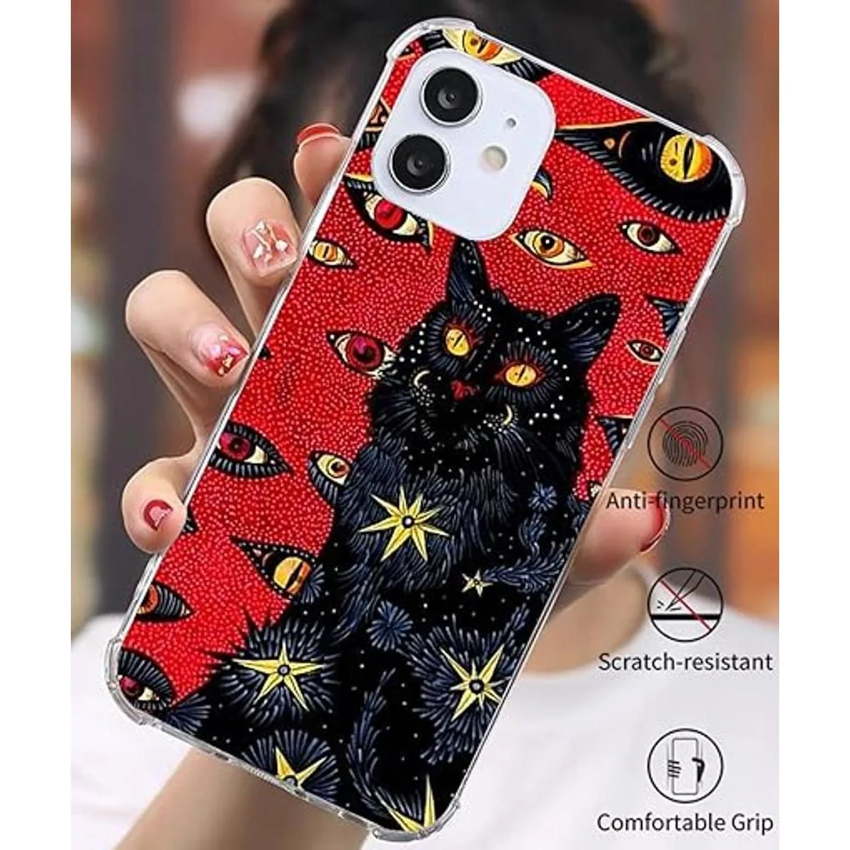 Funda para teléfono psicodélico Hippie Cat compatible con_3