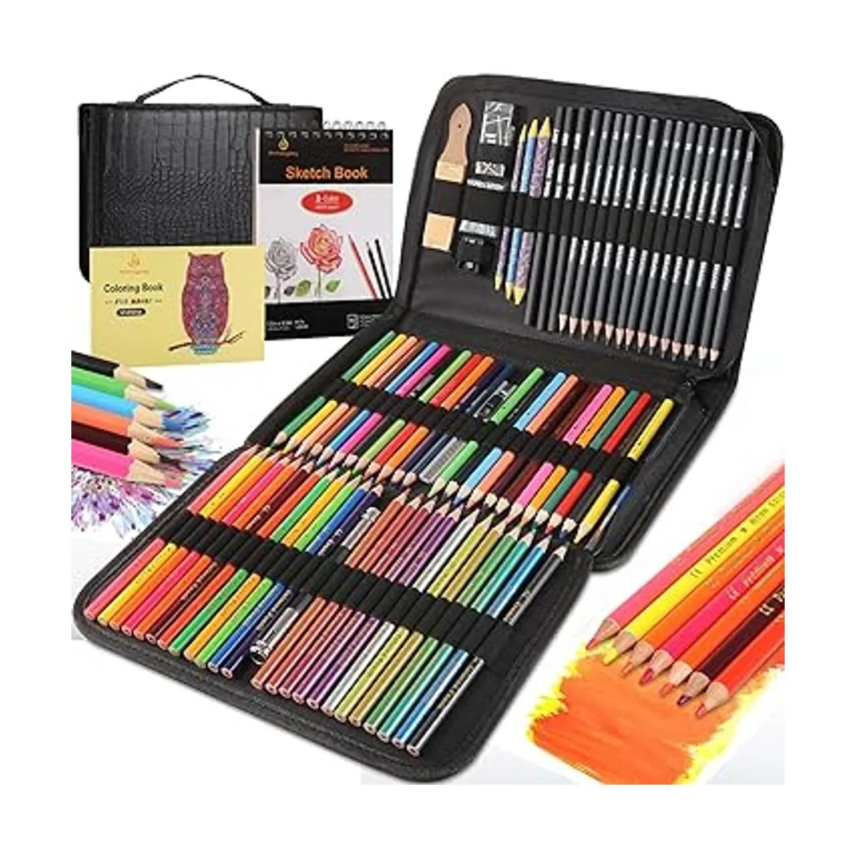 Kit de dibujo 78 lápices de grafito de acuarela de color_7