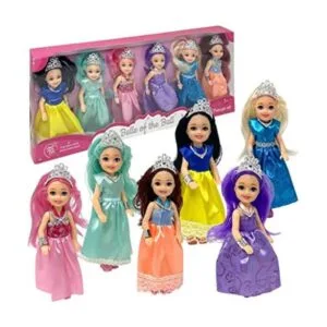 Juego de 6 muñecas pequeñas con mini muñecas de princesa_1