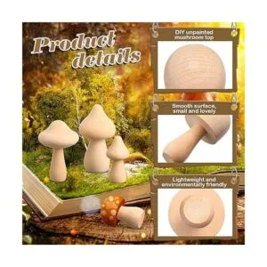40 piezas de hongos de madera natural sin acabar mini_3