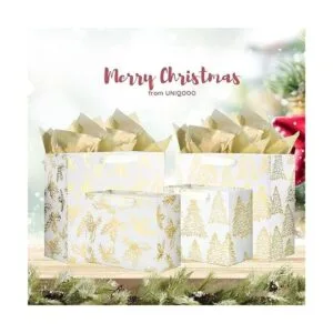 UNIQOOO 12 bolsas de regalo de Navidad doradas metálicas_2