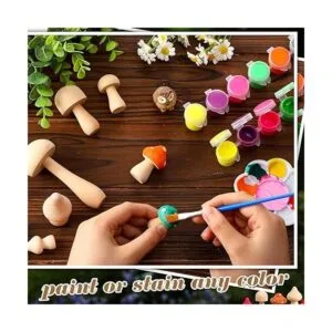 40 piezas de hongos de madera natural sin acabar mini_4