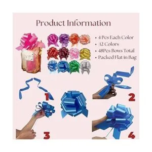 UNIQOOO 48 lazos de regalo de Pascua de 12 colores_3