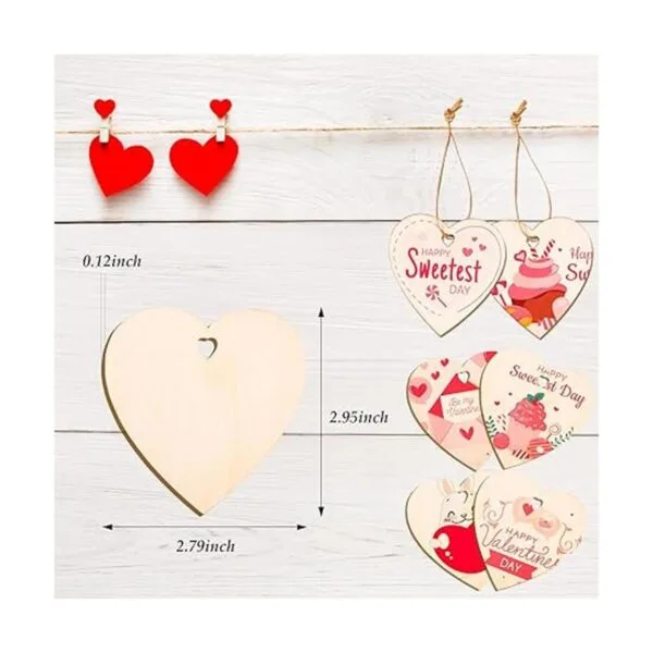 MGParty 60 piezas de rebanadas de madera de corazón_3