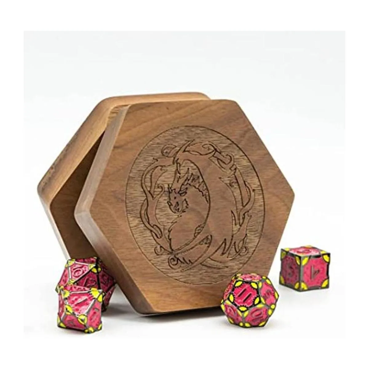 UDIXI Juego de dados DND de madera con tapa magnética para_1