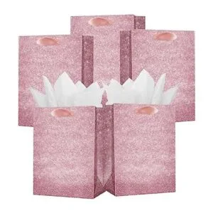 UNIQOOO 12 bolsas de regalo con purpurina rosa en relieve_1