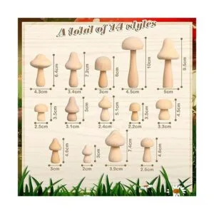 40 piezas de hongos de madera natural sin acabar mini_2