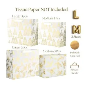 UNIQOOO 12 bolsas de regalo de Navidad doradas metálicas_3